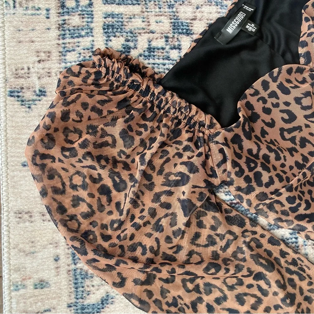 MISGUIDED Ruched Leopard Print Top - Picture 5 of 12